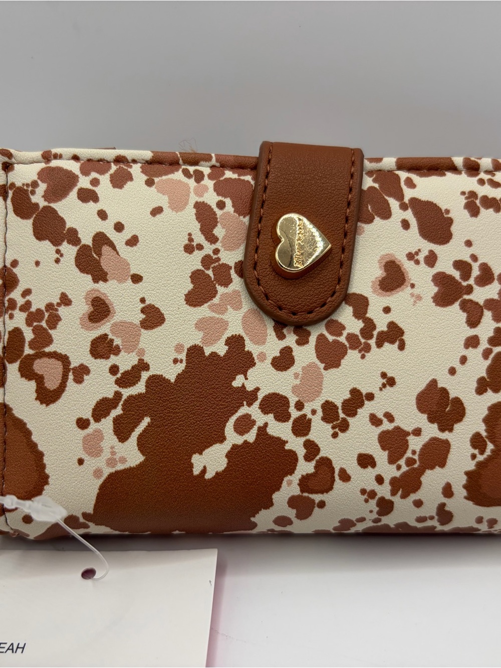 Betsy Johnson Heart-Accent Brown & Cream Patterned Women’s Wallet